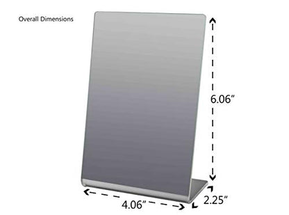 Marketing Holders 4 Pack Plexiglass Mirror 4" x 6" Slant Back Counter Top Free Standing Salons Optical and Jewelry Shops Travel Acrylic Slanted Mirrors Vanity Makeup Locker - size: 4"w x 6"h