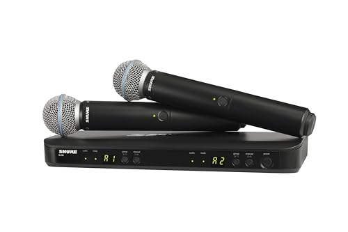 Shure BLX288/B58 Dual-Channel Wireless Audio System H11 Band (572–596 MHz) – BLX88 Receiver, (2) BLX2 Transmitters with Beta 58A Mic, Up to 14 Hr Battery, 300 ft Range - style: H11 Band (572-596 MHz)