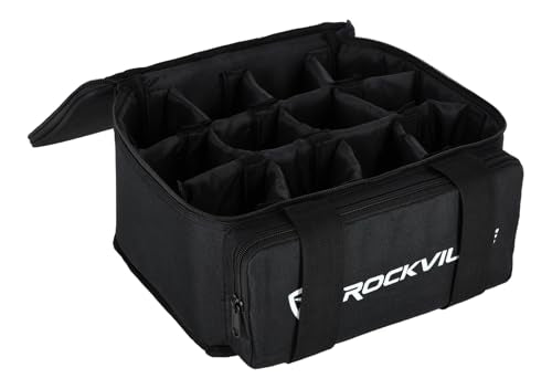 Rockville MINI HALO x12 Bag - Fits Up To 12 MINI HALO or Similar DJ Lights (CAN 2.0) | Removable Dividers, Foam Padded, Semi-Rigid Shell, Zippered Front Pocket, Dual Carry Handles, Fits Similar Lights - style: Bag for 12 Lights