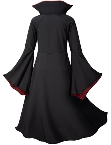 Vampire Costume for Girls 3-12 Years | with Vampires Fangs Wand, Choker, Ideal for Girls Halloween Costume Dress Up,Trick or Treating, Dracula Party Role Play - size: 3-4 Years