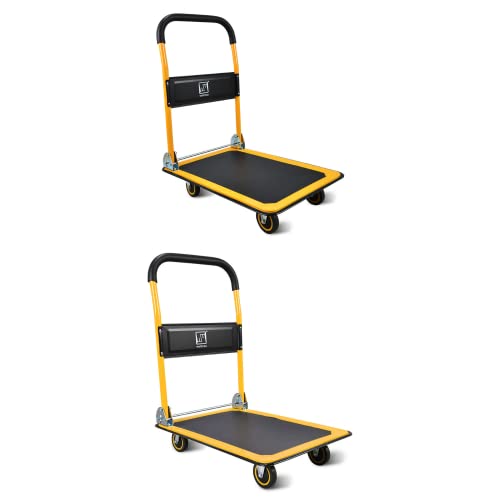 Wellmax Platform Cart 330lb + 660lb Capacity in Yellow Color