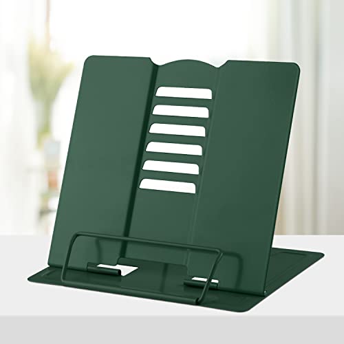 Honagu Metal Desk Book Holder, Adjustable Hands Free Holder for Cookbooks, Documents, Music Books, Textbooks, Tablets, Ipad (Military Green) - color: Military Green