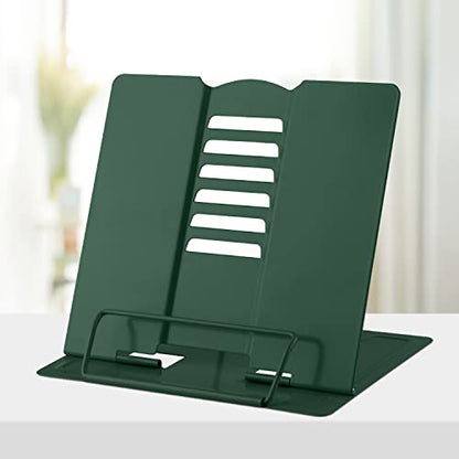 Honagu Metal Desk Book Holder, Adjustable Hands Free Holder for Cookbooks, Documents, Music Books, Textbooks, Tablets, Ipad (Military Green) - color: Military Green
