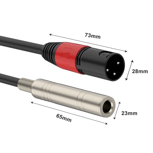 1/4“(6.35 mm) Female to XLR Male 3-Pin Socket Audio Cord, 1.1 Foot, 2 Packs, 6.35mm TRS/TS to XLR Male Adapter, High-Purity 4N OFC Conductors, for Audio Electronic Devices - size: 1.1 foot, style: 1/4 female to XLR male