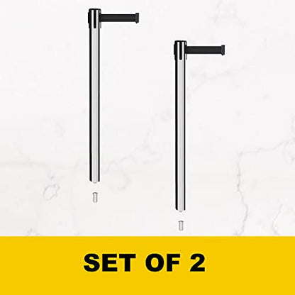 Montour Line MX630SK Retractable Belt Barrier Stanchions, Set of 2 - color: Black and Yellow Diagonal, size: 7.5 ft