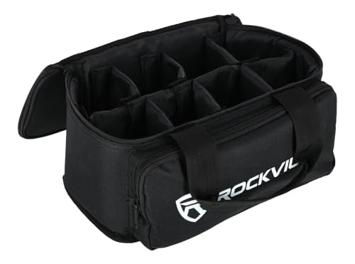 Rockville MINI HALO Bag - Fits MINI HALO or Similar DJ Lights (CAN 2.0) (Bag for 8 Lights) | Removable Dividers, Foam Padded, Semi-Rigid Shell, Zippered Front Pocket, Dual Carry Handles, Fits Similar Lights - style: Bag for 8 Lights