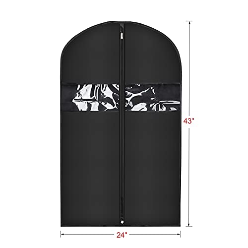 Univivi Suit Cover Bag Garment Bag for Closet Storage, 43 Inch, Set of 16 | Travel Bag with Zipper and Visible Transparent Window, Oxford Fabrics, Foldable Washable Suit Cover for Jacket, Suits, Coats - size: 24"X43"-16pcs - Oxford