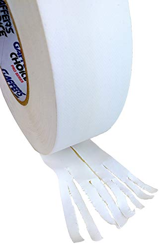 Gaffer Tape Gaffer's Choice Ultra - White Gaffers Tape 2 Inch x 60 Yard - THE Biggest ROLL - Heavy Duty Tape - Easiest to Tear Cloth Tape - color: White