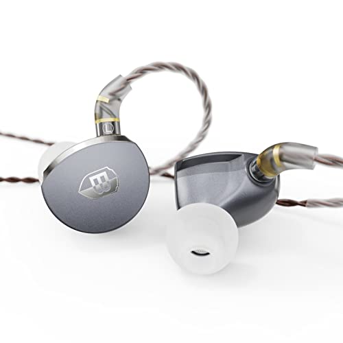 BASN MTPro 14.5mm Planar HiFi in Ear Monitors Headphones (Metallic Gray) | professional planar driver iem earbuds, cnc craft, 4-core litz OCC cable, carry case, memory foams, for musicians use - color: Metallic Gray