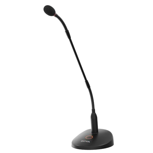 BOYA BY-GM18CB Desktop Gooseneck Condenser Microphone with Base for Lecture | 18" Podium Microphones with LED Indicator, XLR Mic for Meetings Video Conferences Streaming