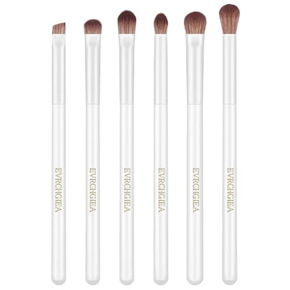 Eye Makeup Brush Set, 6 Pcs Professional Blending Eyeshadow Makeup Brushes for Concealer Eyebrows Eyeliner, Soft Hairs & Wood Handle… (white 6pcs) - color: white 6pcs