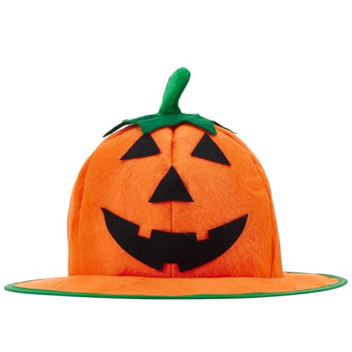 Adults Halloween Pumpkin Hat Jack O Lantern Hat Funny Pumpkin Deco Cap Halloween Party Costume for Women Men - color: Yellow