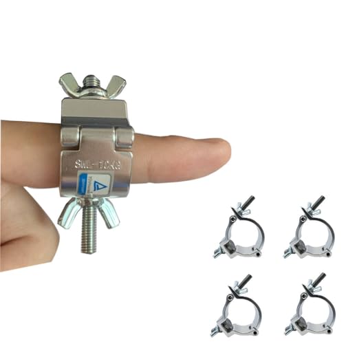 4PCS Mini stage truss lighting Clamp, 4/5inch Light Clamp Work on 4/5inch OD Tube/pipe truss (Max Heavy Duty Load 22lb/Silver) | Heavy Duty Lighting Truss Clamp for 4/5 - 2" Pipe, 22-220lbs Premium Aluminum O-Clamp for DJ Stage Lighting Setup - size: Fit