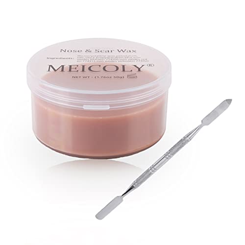 MEICOLY Scar Wax Kit with Spatula,SFX Scar Makeup,Fake Nose Skin Modeling Putty Wax for Cosplay/Realistic Scar/Fake Wound Cut,Halloween Special Effects Makeup,Dark(1.67Oz) - color: scar wax makeup,dark