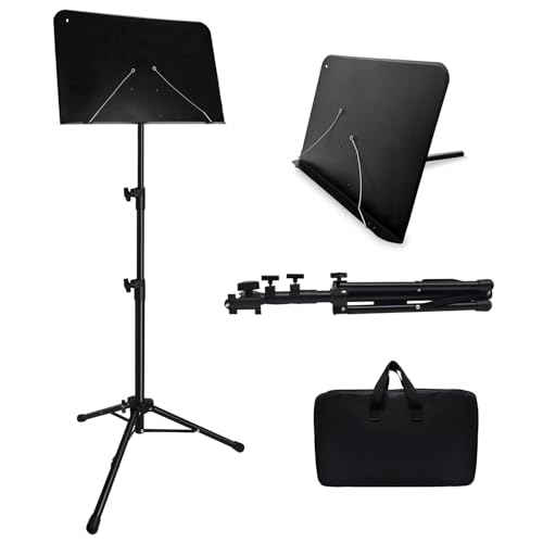 57IN Sheet Music Stand, Tall Music Stand for Sheet Music High Stability, Adjustable Portable Music Sheet Stand with Carrying Bag for Guitar, Violin, Ukulele (33-57IN-A) - size: 33-57IN-A