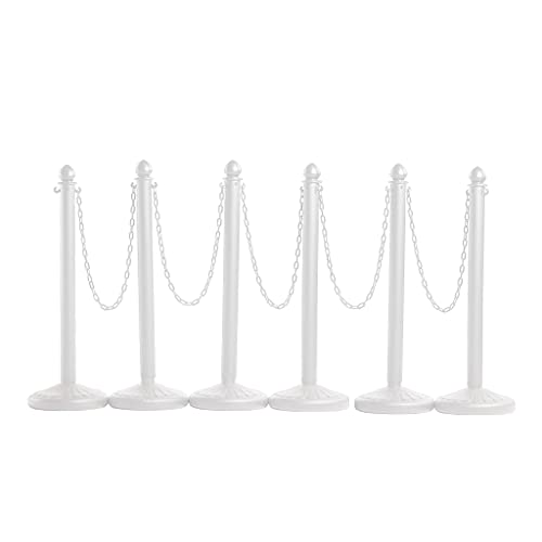 Montour Line Plastic Stanchion 6-Pack with 50 Ft Chain, White | Crowd Control Barriers Are 40 in Tall and 2.5 in Diameter with Fillable Flat Bases, UV Inhibitors and Indoor/outdoor Use - color: White