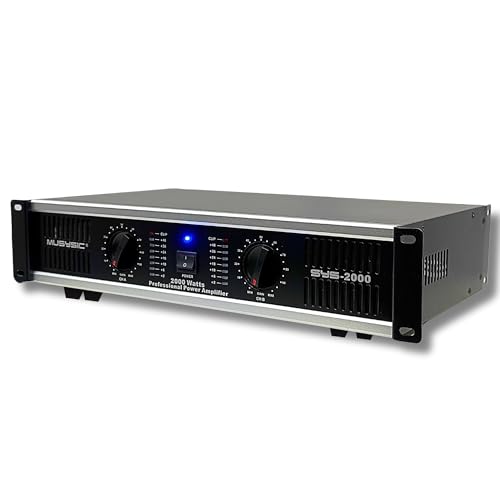 MUSYSIC Power Amplifier 2000 Watts 2 Channel PA Amplifier for Speakers | Professional 2U Chassis Rack Mount, Distortion Free and Clear Sound, ATR Technology, XLR and 1/4 Inch Inputs - size: 2000 Watts