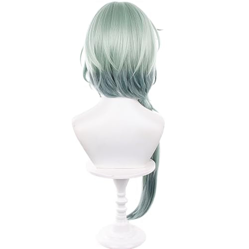 Anime Green Wig Long Straight Wig with Ponytail and Bangs Adult COS Game Cosplay Wigs Naxa Halloween,Christmas,Comic con,Game Show,Party - color: Deep Green