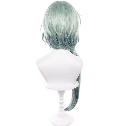 Anime Green Wig Long Straight Wig with Ponytail and Bangs Adult COS Game Cosplay Wigs Naxa Halloween,Christmas,Comic con,Game Show,Party - color: Deep Green