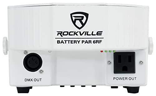 Rockville Battery PAR 6RF White LED Wash Light 6-Pack with DMX Controller | Up to 15-Hour Rechargeable Battery, RGBWA+UV, Wireless DMX, 6 RF Remotes, ROCKFORCE W2 192-Ch Controller, 7-Items