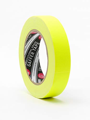 DGTAPE 1 inch X 30 Yards Fluorescent Yellow Spike Gaffer Tape - Premium Grade Recycled as Pro Gaff with Natural Rubber Adhesive Tape Brand (trueGAFF25/25/FL-Y - 1inX30ya) - color: Yellow, size: 1 inch 30 Yards
