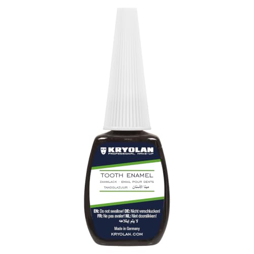 Professional Tooth Enamel, Special Effects Tooth Paint By Kryolan (Black)- Temporary Liquid Teeth Color For SFX Teeth Makeup Halloween Cosplay Theater- Blackout/ Rotten/ Tooth Decay Makeup- 0.4 Fl Oz - color: Black
