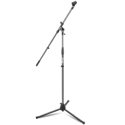 Pyle Universal Tripod Microphone Stand - Knob Boom Extends Up to 31'', Strong and Lightweight Tubing, 3.5'' x 38'' -inches, Lightweight and Collapsible Mic Stand - style: Gloss Black Finish
