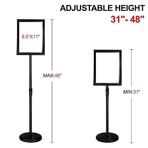 IN WHICH BAY-Adjustable Heavy Duty Poster Sign Holder Stand Floor Sign Stand Aluminum Snap Open Frame for 8.5 x 11 inches both Vertical and Horizontal view Displayed Used for Living and Business(Black)
