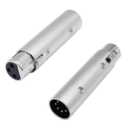 XLR 5 Pin Male to 3 Pin Female DMX Adapter Connector Audio Signal Converter for Microphone Stage Light -2 Pack (XLR 3 Pin Female to 5 Pin Male) - style: XLR 3 Pin Female to 5 Pin Male