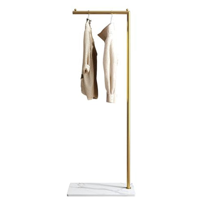 Gold clothing rack with Marble Base,Modern clothes racks for hanging clothes,7-shaped coat rack Freestanding Small garment rack Clothes Hanging Rack for Small Space,Bedroom or cloakrooms - color: 7 gold