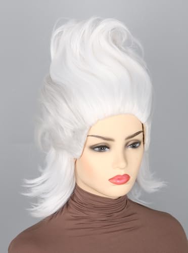 Topcosplay Women or Girl Sea Witch Wig Short White Ghost Wig Cosplay Halloween Costume Wigs - color: White