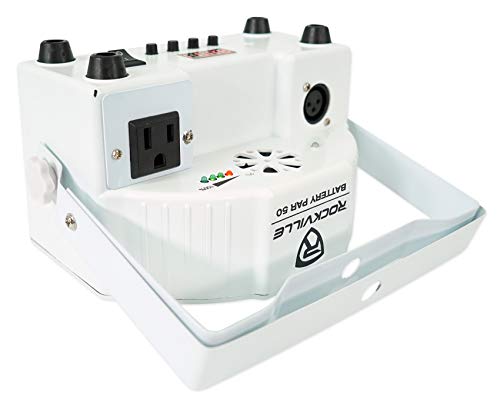 Rockville Battery PAR 50 White Rechargeable Up-Light 4-Pack with RLB30 Bag | 8-10 Hour Runtime, 18x 1W RGB LEDs, 3-Pin XLR In/Out, 7 DMX Channels, Sound Activated, 4 Remotes, DJ Wash Lighting, 5-Items
