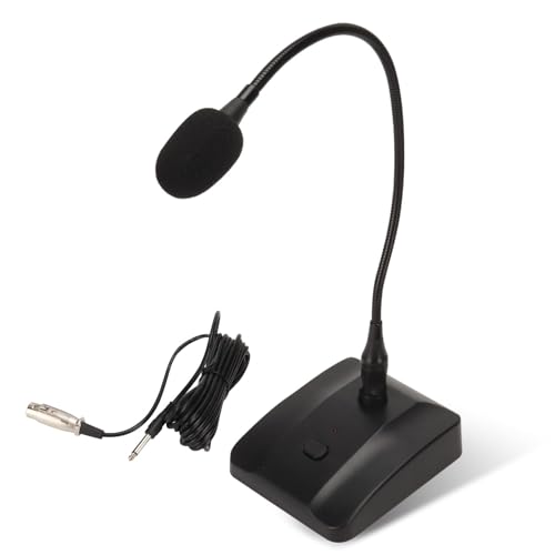 Gooseneck Microphone, 6.35mm Wired Microphone Gooseneck Condenser Microphone Desktop Microphone with Mute Button Computer Mic Podium Microphones Desktop Microphone Computer Mic Podium Microphones