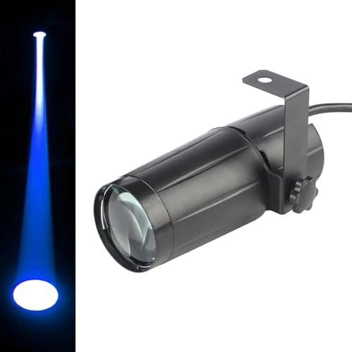 Disco Ball Light, 3W Led White PinSpot for Light up Mirro Ball, Pin spot DJ Stage Lights with Remote (Black Shell Blue Light) - color: Blue Light Black Shell-1