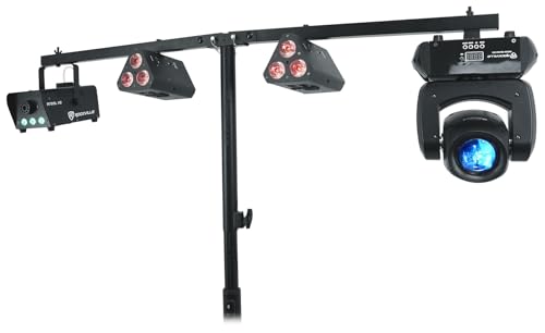 Rockville ACC-B Collapsible T-Bar Lighting Bar for 35MM Pole Stand, Travel Bag Included, 4 Light Mounts, Portable, Perfect for DJs/Events/Lights | Steel Construction, 200 lbs Load Capacity, 48" Wide, 4 Hang Holes, Collapsible, Includes Travel Bag and Moun