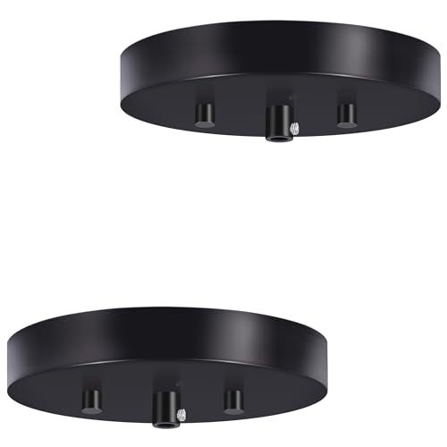 2 Pack 6 Inches Light Canopy Kit with Heavy Duty Replacement Ceiling Cover Plate & Mounting Hardware for Lighting Fixtures Chandelier Pendant Lamp or DIY Project (Black) - color: Black, size: 2 Pack
