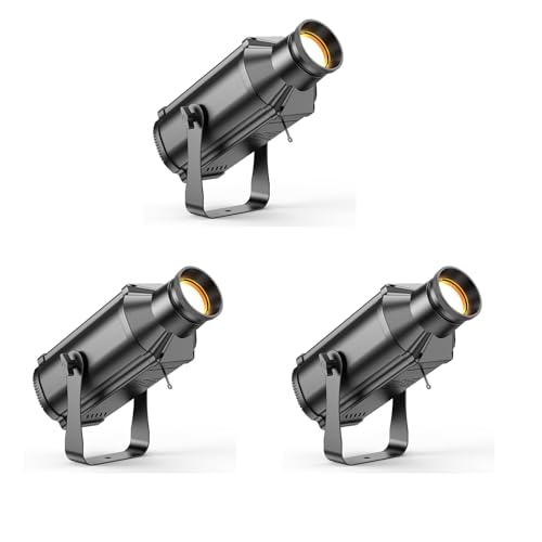 LEKO Profile Stage Spotlights, 100W Cool & Warm White COB Lights,3200K-5600K, Zoom Control & DMX512 Par Ellipsidal Lights, 6CH Manual Focus LED Spotlights for Show Stage Event, 3 Pack