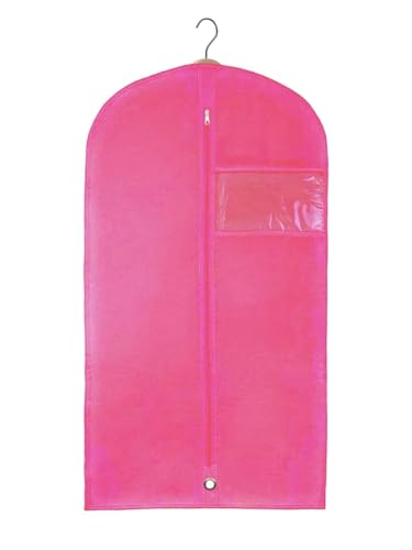 Kids Garment Bag with Clear Window, Hanging Clothes Storage Cover for Dresses, Suits & Dance Costumes, Breathable Travel Bag for Baby Toddler Child, 30" x 18", Pink, Pack of 1 - color: Pink