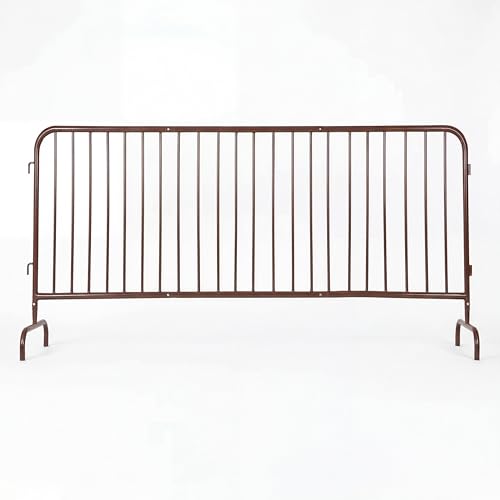 Garvee Interlocking Steel Barricade, 8.5 Ft. Heavy Duty Galvanized Metal Barricade, Interlocking Steel Road Barriers with with Bridge Feet Base, for Crowd Control Event Fencing Indoor/Outdoor, Yellow | Heavy Duty Galvanized Metal Barricade, with with Brid