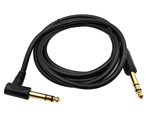1/4 Inch Guitar Instrument Cable, 6FT 90 Degree Angle 6.35mm TRS Jack Male to 1/4 Inch TRS Male Stereo Speaker Audio Cable for Electric Guitar, bass Guitar, Electric and More (6ft/1.8M) - color: 6ft/1.8M