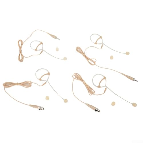 Beige Single Earhook Headset Mic Headworn Microphone 3.5mm 3 Pin 4 Pin XLR Connector Headset Mic with Foam Windscreen(D) - size: D
