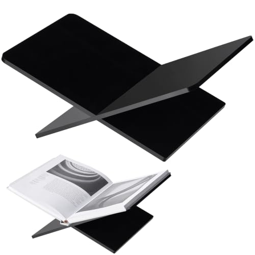 Acrylic Book Stand 15 x 9 x 6 in Large Open Book Display Stand | Acrylic Book Holder for Coffee Table Books, Cookbooks, Recipes, Bibles & Magazines - Book Display Stand for Home Decor - color: Black, size: Large