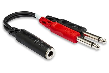 Hosa YPP-136 1/4 Inch TRSF to Dual 1/4 Inch TS Stereo Breakout Cable | 1/4 inch Y-cable with 6-inch length and mono male connectors for mixers, amplifiers and instruments - size: 6 Inches