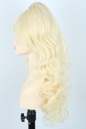 Women's Long Wavy Wig Blonde Big Curls with Bangs Beehive Style Wigs for Halloween Cosplay Costume Drag Queen Wig - color: Blonde