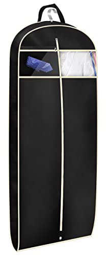 MISSLO 50" Gusseted Travel Garment Bag with Clear Zipper Pouch Breathable Dress Storage Garment Cover for Hanging Full Length Coat, Long Jacket, Suit with Tails - size: 50 inch