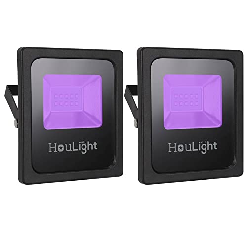 UV LED Black Light, 2-Pack HouLight High Power 10W LED Blacklight for Blacklight Party Supplies, Neon Glow, Glow in The Dark, Birthdays, Blacklights, Curing - style: Wide 10 Watts 2-Pack