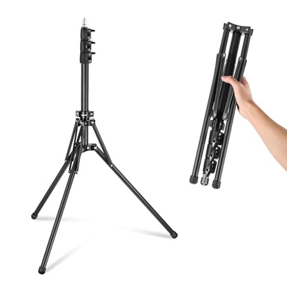 NEEWER Light Stand with 180° Reversible Legs, 70"/178cm Portable Travel Tripod Stand 1/4" Screw & 5/8" Stud for Indoor Outdoor Photography Speedlite Strobe Ring Light Softbox, ST178B, Black