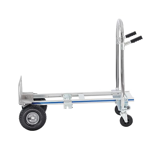 VEVOR Aluminum Truck, 2 in 1, 800 lbs Load Capacity, Heavy Duty Industrial Convertible Folding Hand Truck and Dolly, Utility Cart Converts from Hand Truck to Platform Cart with Rubber Wheels | 2 in 1 Aluminum Truck with Rubber Wheels, Utility Cart Convert