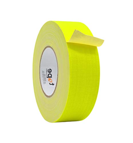 WOD GTC12 Gaffer Tape, Fluorescent Yellow Low Gloss Finish Film, 12 in. x 60 ft. (Pack of 4) Residue Free, Non Reflective Cloth Fabric, Secure Cords, Water Resistant, Photography, Filming Backdrop - color: Fluorescent Yellow, size: 12 in. - Pack of 4