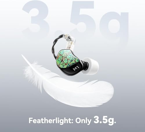 Tipsy M1 IEM, Bamboo Fiber Diaphragm in-Ear Monitor, Warm, Lively Bass & Vocals, 36dB Noise Isolation, Resin Shell, Detachable 0.78mm 2‑Pin Cable (No Mic, Green) - color: Green(new)